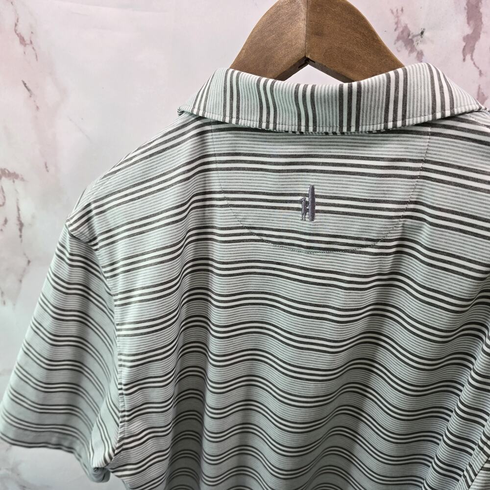 Johnnie O Shirt Mens Medium Gray Striped Polo Short Sleeve Golf Active - Picture 6 of 11